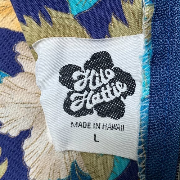 VTG Hilo Hattie Sleeveless Hawaiian Shift Dress MuuMuu Ribbon Accent Sz L #30H - Picture 5 of 6